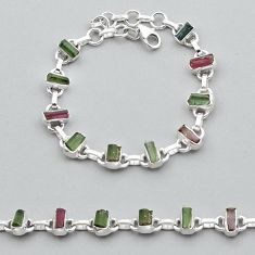 15.11cts tennis natural pink green tourmaline 925 silver bracelet jewelry y17036