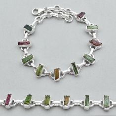 15.95cts tennis natural pink green tourmaline 925 silver bracelet jewelry y17037