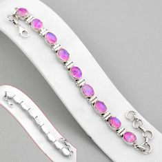 25.65cts tennis natural pink moonstone oval 925 sterling silver bracelet y82398