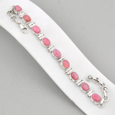 18.88cts tennis natural pink opal oval sterling silver bracelet jewelry y68859