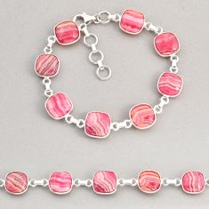 35.92cts tennis natural pink rhodochrosite inca rose 925 silver bracelet y74922