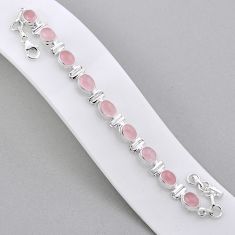 19.53cts tennis natural pink rose quartz 925 sterling silver bracelet n34304