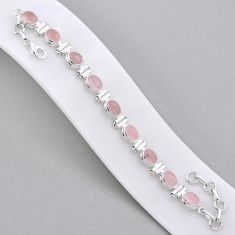 19.03cts tennis natural pink rose quartz 925 sterling silver bracelet n34307