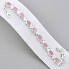 18.82cts tennis natural pink rose quartz oval sterling silver bracelet n34302