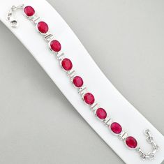 36.92cts tennis natural pink ruby 925 sterling silver bracelet jewelry u6319