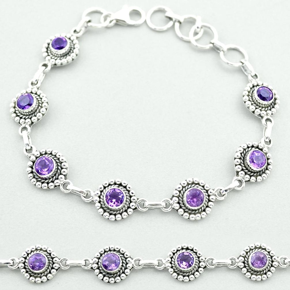 6.51cts tennis natural purple amethyst 925 sterling silver bracelet t52066