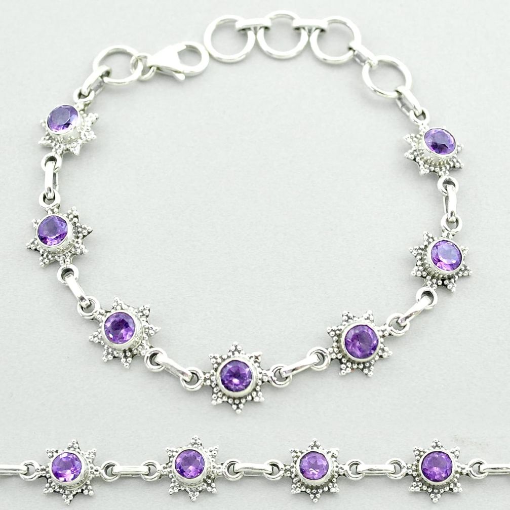 6.02cts tennis natural purple amethyst 925 sterling silver bracelet t52146