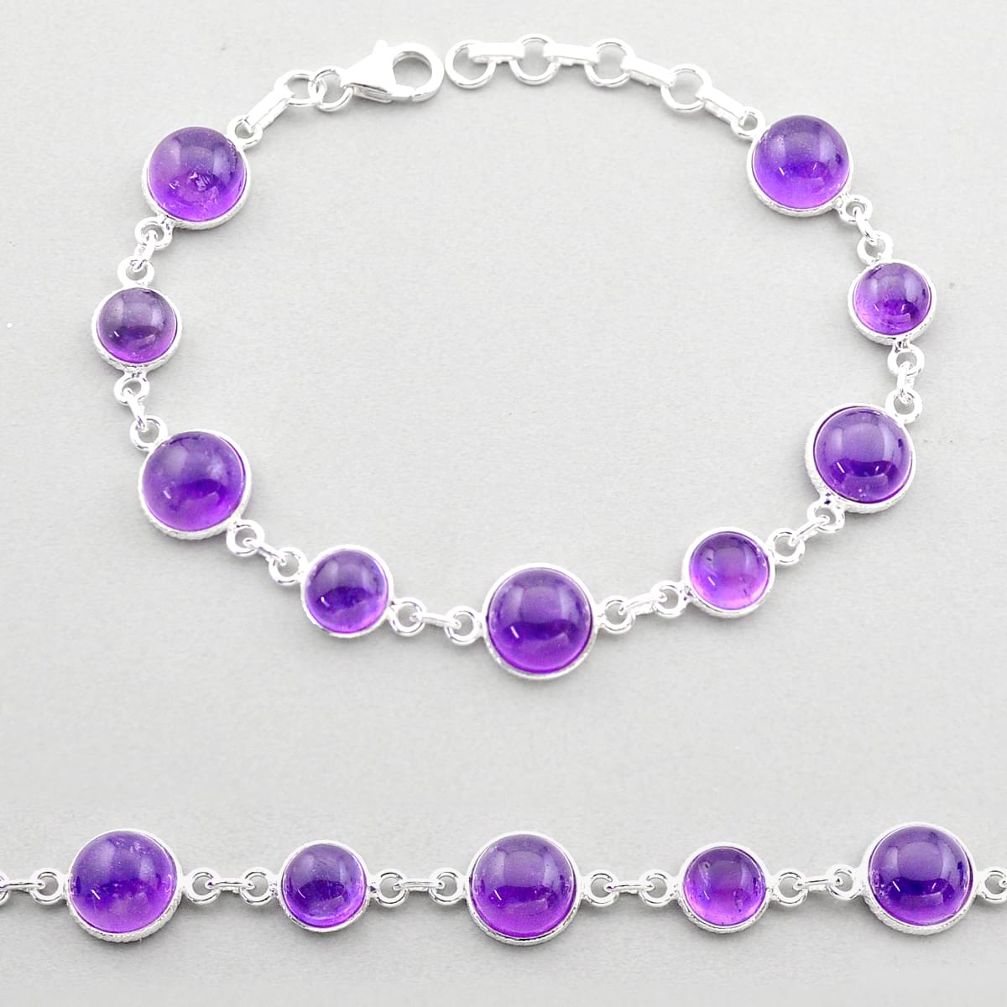 natural purple amethyst 925 sterling silver bracelet t61732