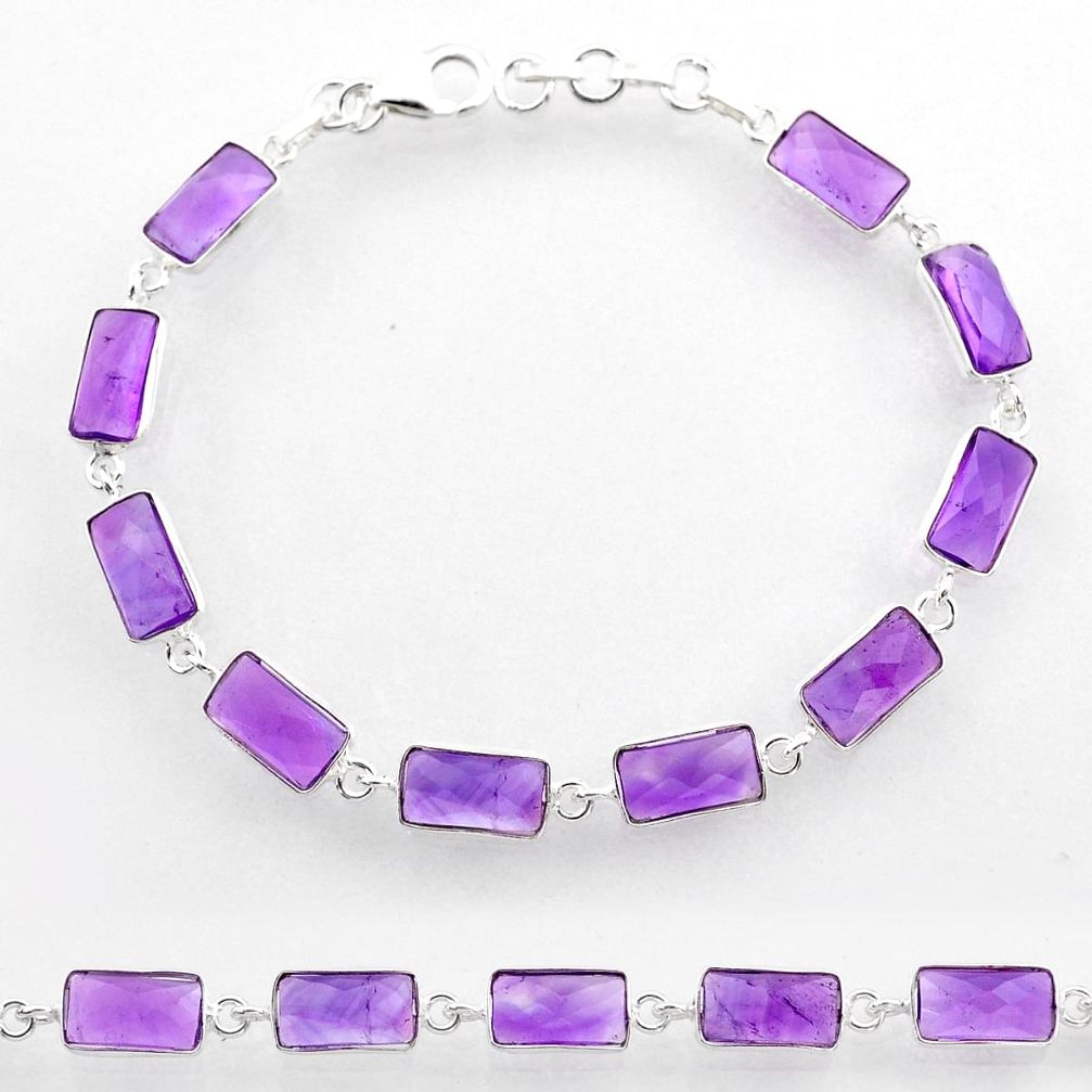 natural purple amethyst 925 sterling silver bracelet t62647