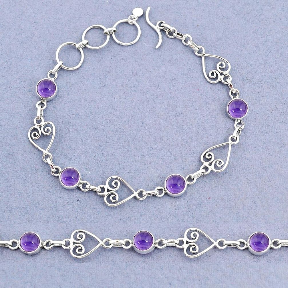 9.65cts tennis natural purple amethyst 925 sterling silver bracelet t8346