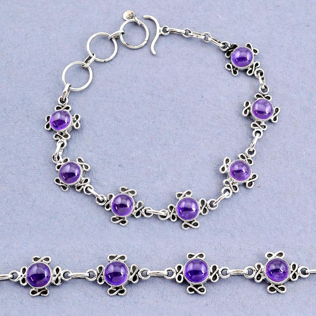 14.33cts tennis natural purple amethyst 925 sterling silver bracelet t8367