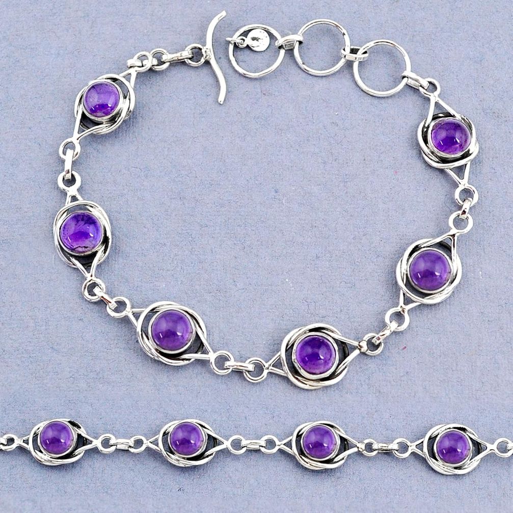 14.84cts tennis natural purple amethyst 925 sterling silver bracelet t8384