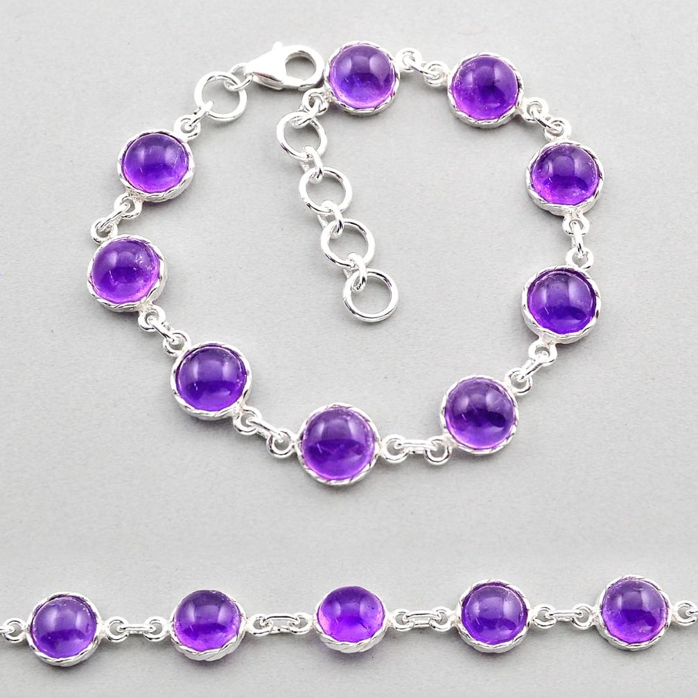 29.24cts tennis natural purple amethyst 925 sterling silver bracelet y84365