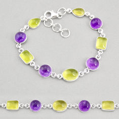 22.48cts tennis natural purple amethyst lemon topaz 925 silver bracelet y76985