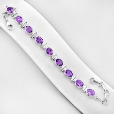 20.05cts tennis natural purple amethyst oval 925 sterling silver bracelet n37915