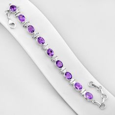 19.73cts tennis natural purple amethyst oval 925 sterling silver bracelet n37919