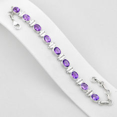 19.01cts tennis natural purple amethyst oval 925 sterling silver bracelet n44404