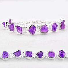 38.39cts tennis natural purple amethyst rough 925 silver bracelet jewelry t83590
