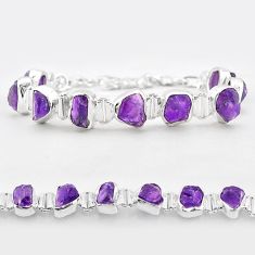 38.80cts tennis natural purple amethyst rough 925 silver bracelet jewelry t83591