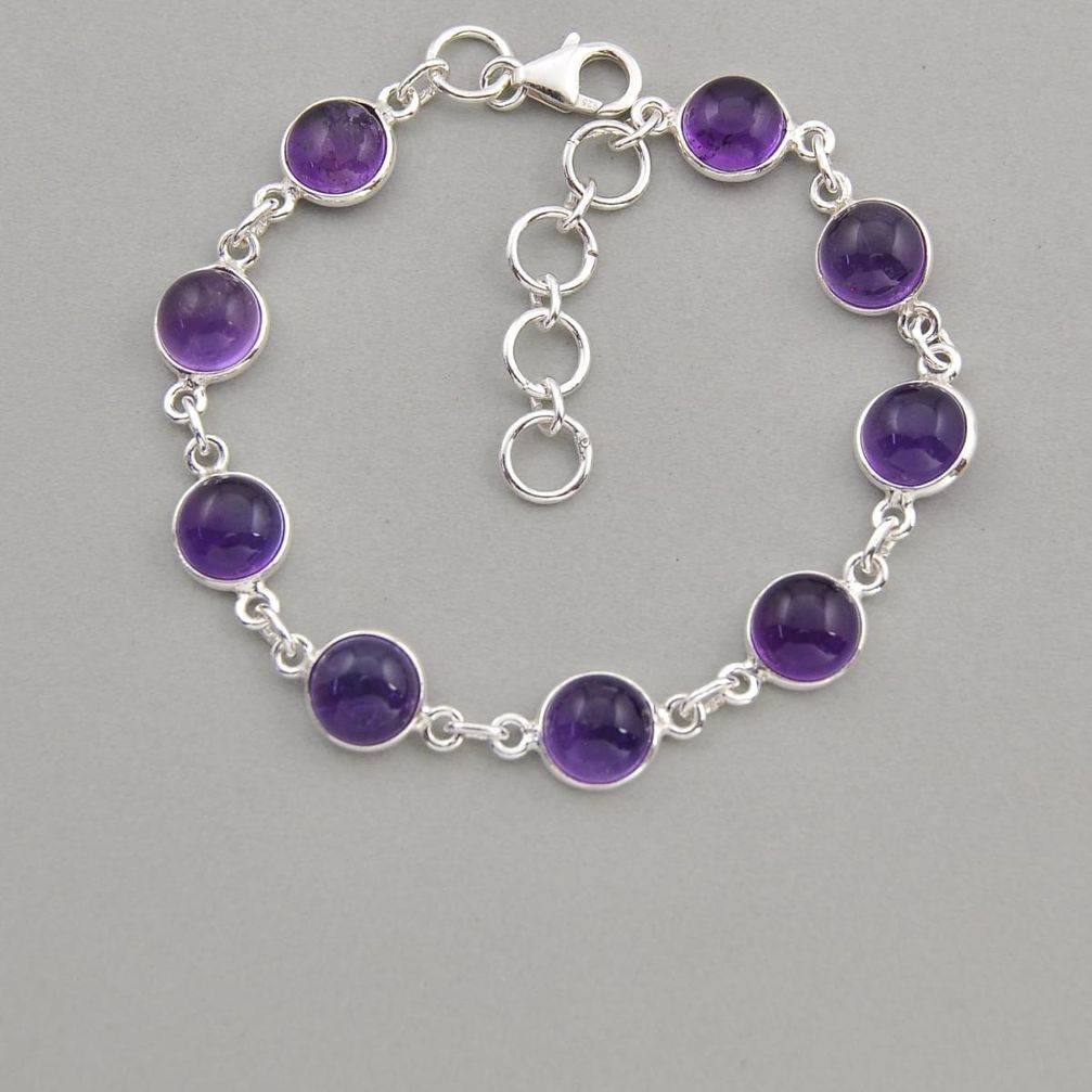 26.54cts tennis natural purple amethyst round 925 sterling silver bracelet n3001
