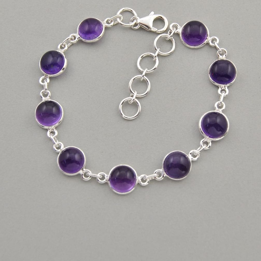 26.49cts tennis natural purple amethyst round 925 sterling silver bracelet n3025