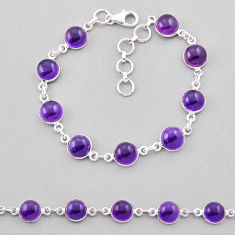 24.72cts tennis natural purple amethyst round sterling silver bracelet n38975