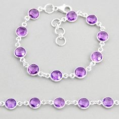 17.56cts tennis natural purple amethyst round sterling silver bracelet y76990