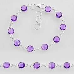 17.50cts tennis natural purple amethyst round sterling silver bracelet y82186