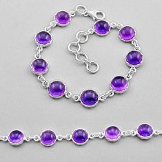 29.79cts tennis natural purple amethyst round sterling silver bracelet y92664