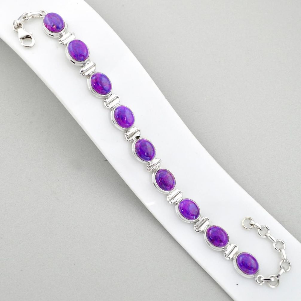 natural purple mojave turquoise oval 925 silver bracelet u6224