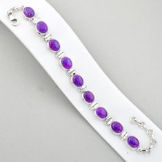 Clearance Sale- 37.28cts tennis natural purple mojave turquoise oval 925 silver bracelet u6224