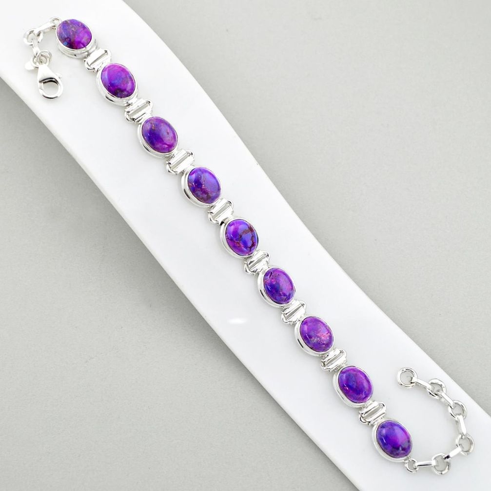 natural purple mojave turquoise oval 925 silver bracelet u6231