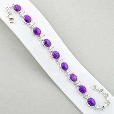 Clearance Sale- 35.24cts tennis natural purple mojave turquoise oval 925 silver bracelet u6231