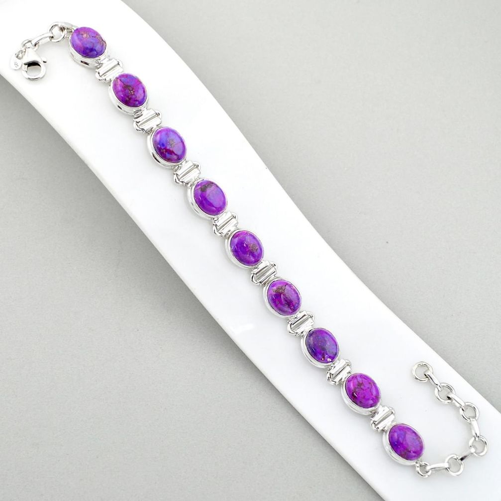natural purple mojave turquoise oval 925 silver bracelet u6232