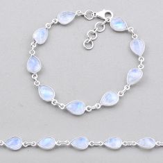 19.81cts tennis natural rainbow moonstone 925 silver checker cut bracelet n32615