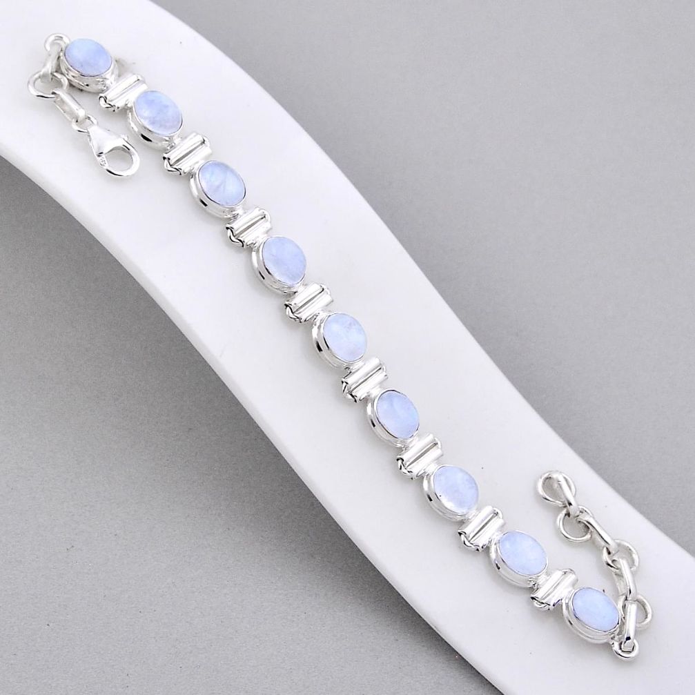 19.80cts tennis natural rainbow moonstone 925 sterling silver bracelet n34300
