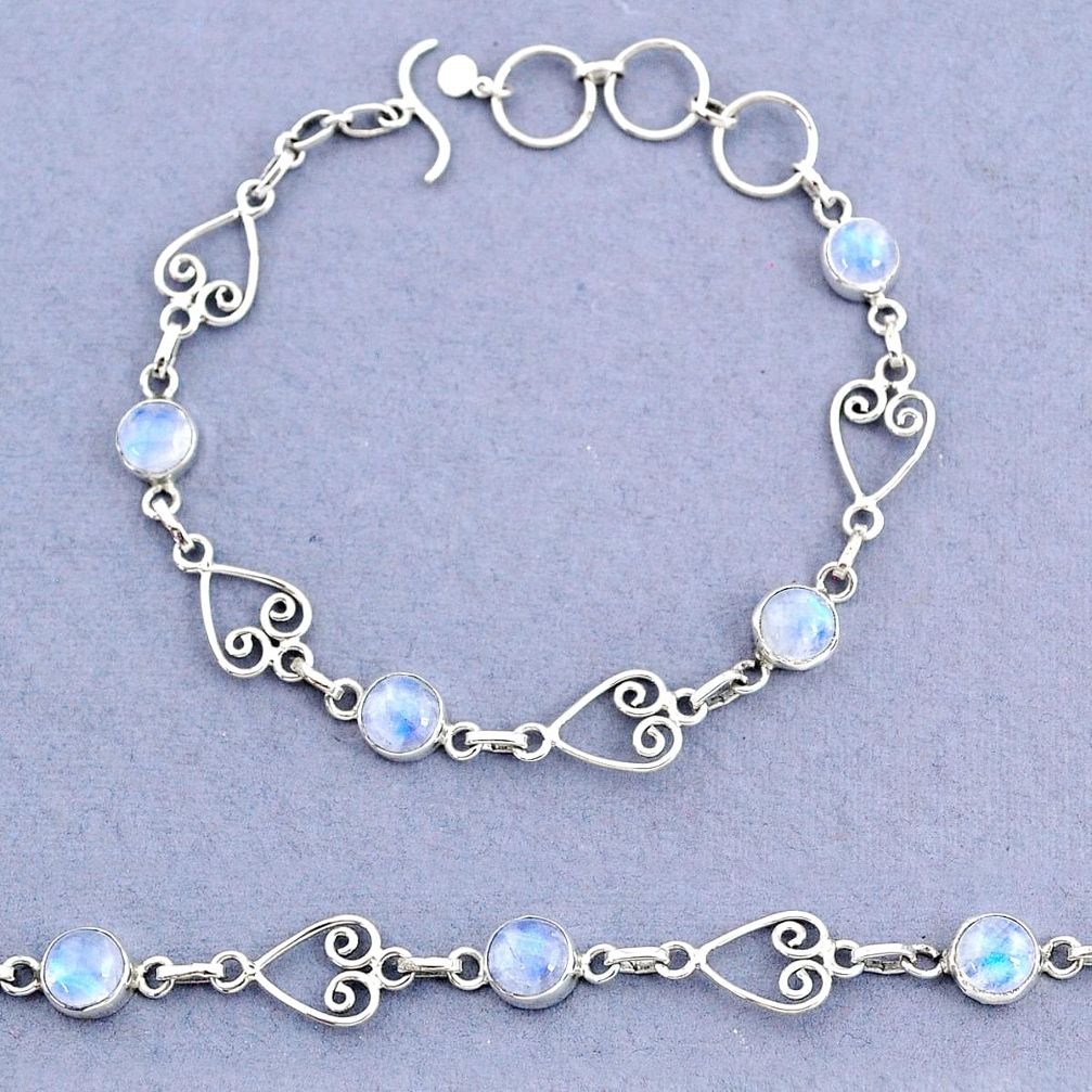 10.16cts tennis natural rainbow moonstone 925 sterling silver bracelet t8359