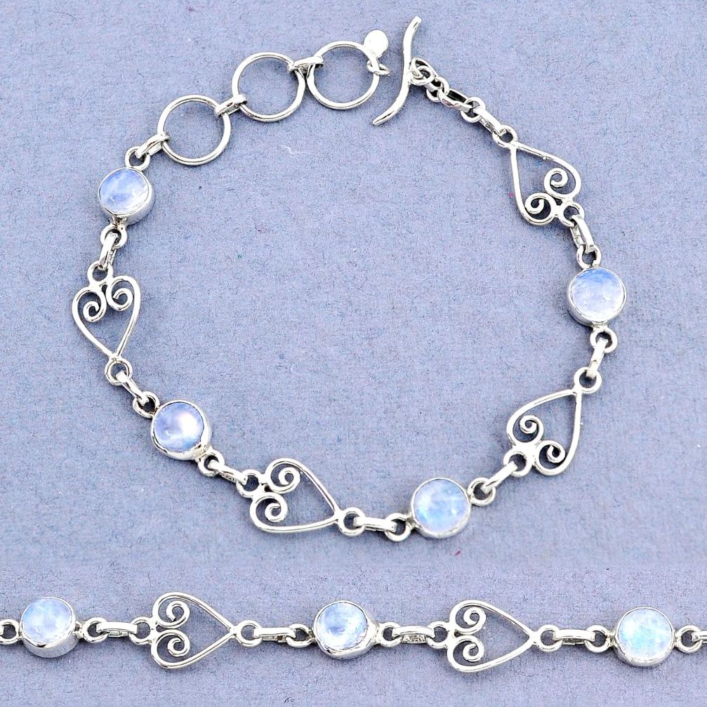 10.16cts tennis natural rainbow moonstone 925 sterling silver bracelet t8360
