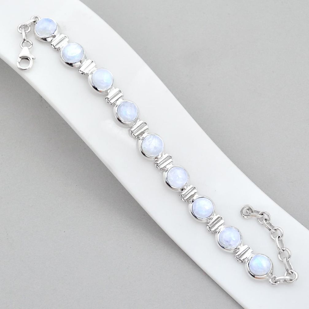 26.66cts tennis natural rainbow moonstone 925 sterling silver bracelet u96789