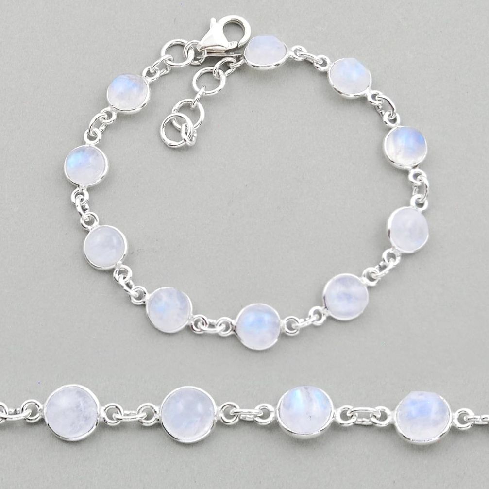 20.41cts tennis natural rainbow moonstone 925 sterling silver bracelet y19656