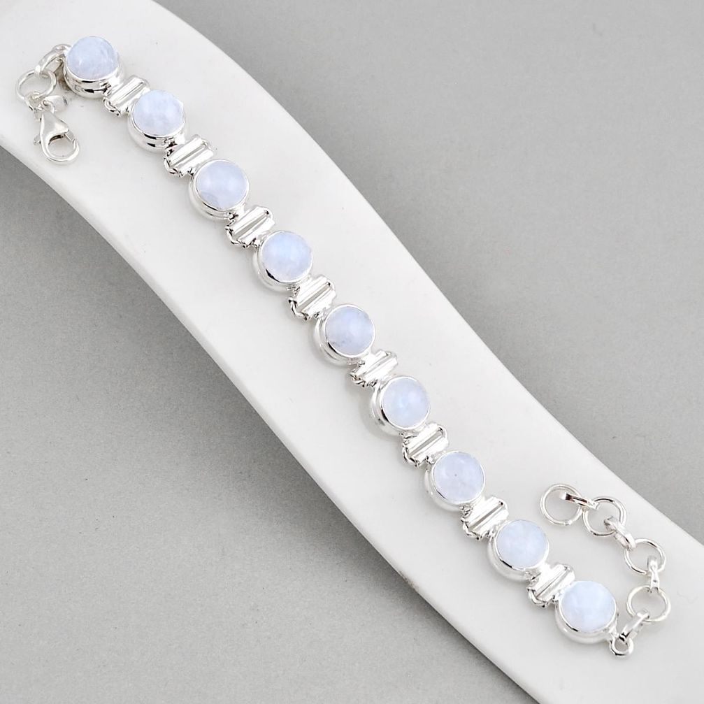 29.79cts tennis natural rainbow moonstone 925 sterling silver bracelet y58041