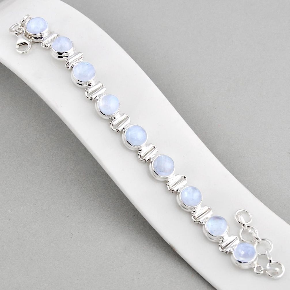 28.89cts tennis natural rainbow moonstone 925 sterling silver bracelet y58042