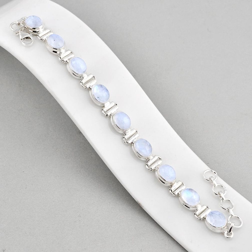 27.70cts tennis natural rainbow moonstone 925 sterling silver bracelet y58048