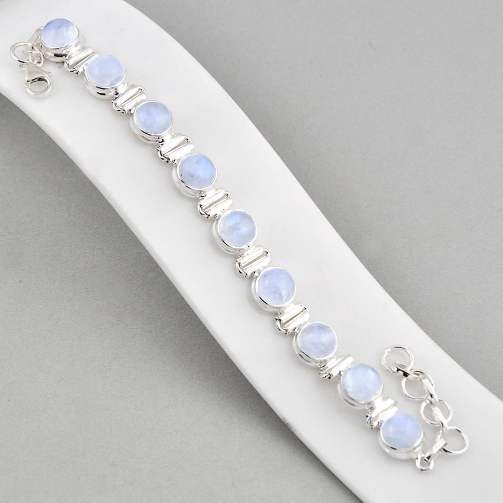 27.73cts tennis natural rainbow moonstone 925 sterling silver bracelet y58053