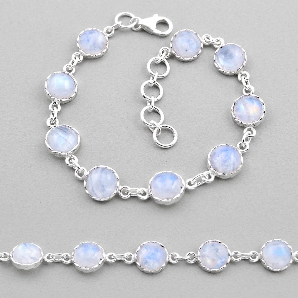 26.54cts tennis natural rainbow moonstone 925 sterling silver bracelet y92666