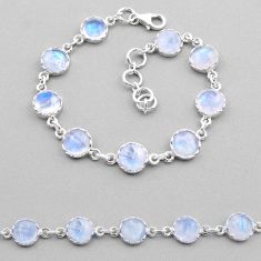 26.57cts tennis natural rainbow moonstone 925 sterling silver bracelet y92669