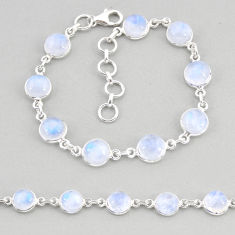 27.36cts tennis natural rainbow moonstone round sterling silver bracelet y68499