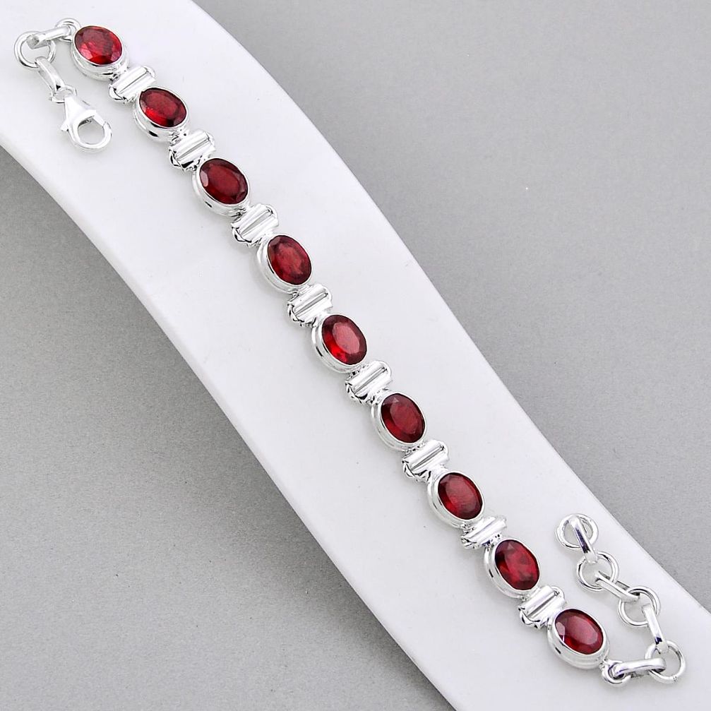 19.54cts tennis natural red garnet 925 sterling silver bracelet jewelry n34313
