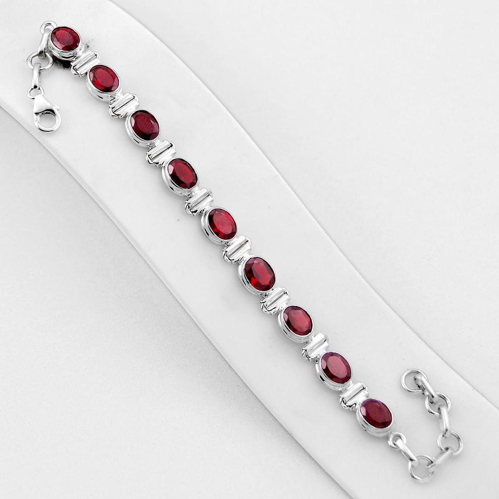 21.67cts tennis natural red garnet 925 sterling silver bracelet jewelry n37909