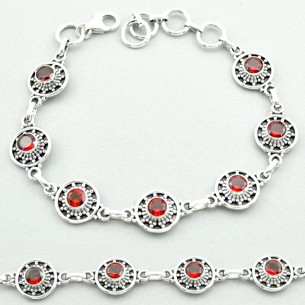 7.08cts tennis natural red garnet 925 sterling silver bracelet jewelry t52125